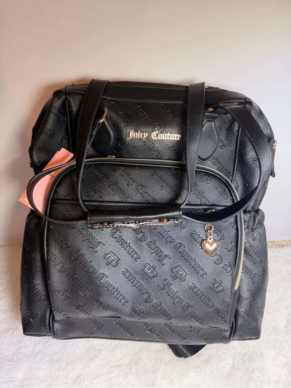Juicy Couture Black Embossed Logo Backpack